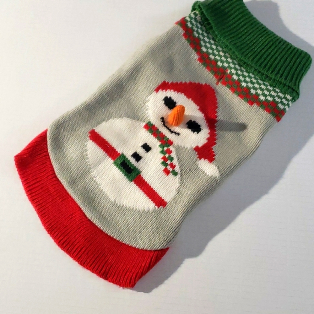 Christmas holidays festive fall winter Snowman 3D carrot nose dog knit sweater